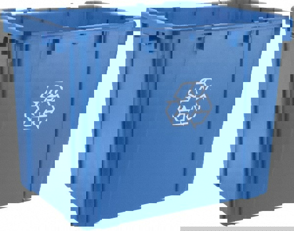 Recycling Container: 14 gal, Rectangle, Blue